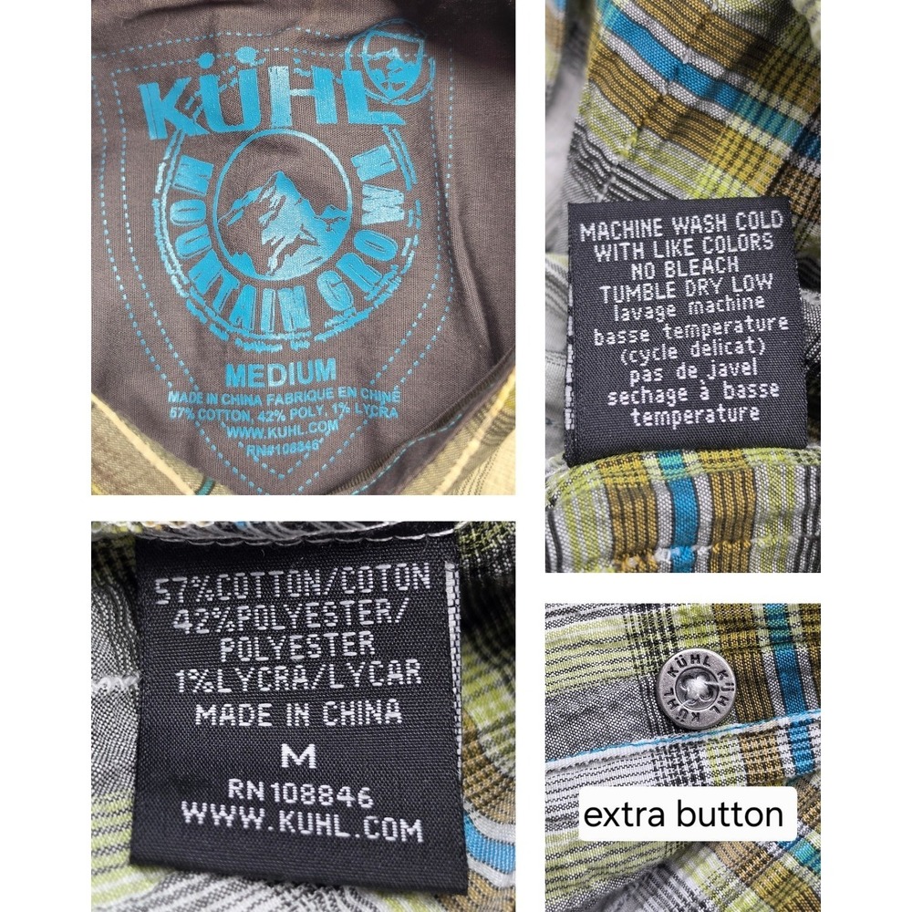 Kuhl Shirt Mens Size M Button Green Textured Seersucker Gorpcore Outdoors 3318 - Picture 2 of 9